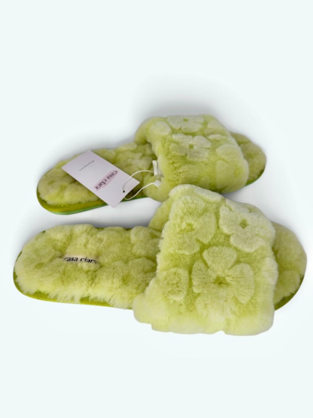 Casa Clara Fuzzy Slippers Size 39 Lime Green NWT